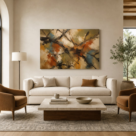 Crossing Paths Expressive Abstract Canvas Art