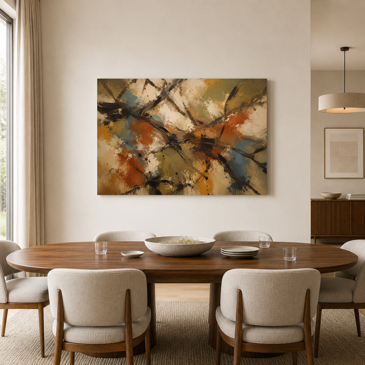 Crossing Paths Expressive Abstract Canvas Art