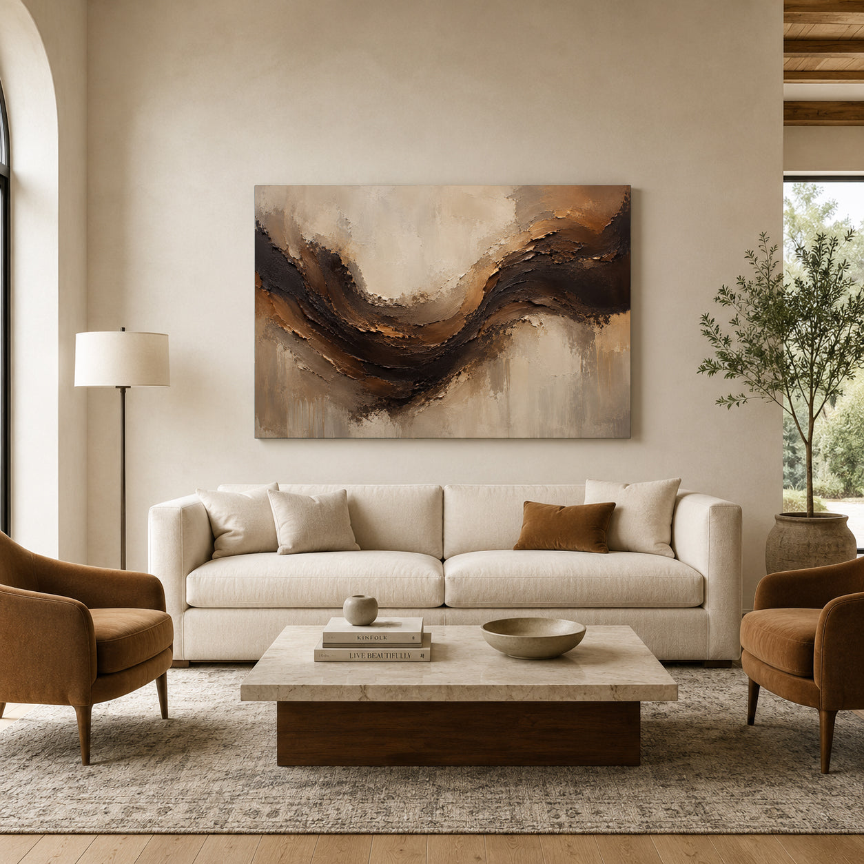 Earthbound Flow Organic Textured Abstract Canvas Art