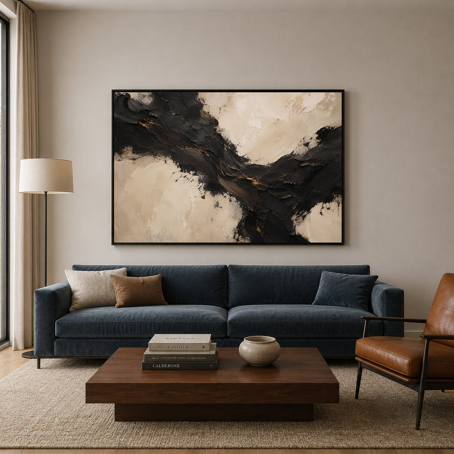 Quiet Current Sculptural Textured Abstract Canvas Art