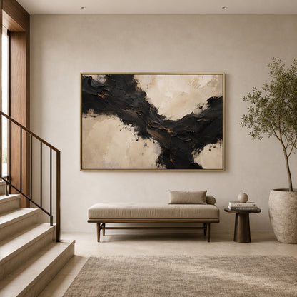 Quiet Current Sculptural Textured Abstract Canvas Art