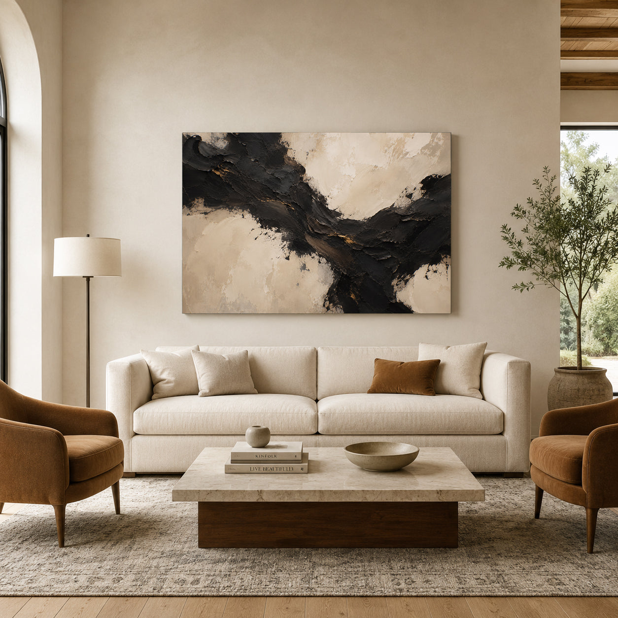 Quiet Current Sculptural Textured Abstract Canvas Art