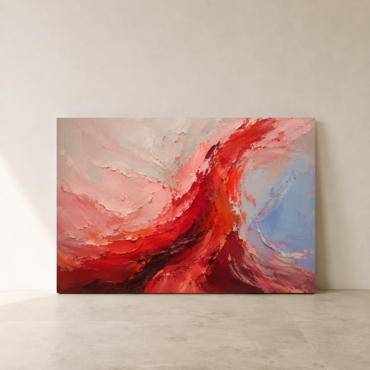 Crimson Current Expressive Abstract Canvas Wall Art