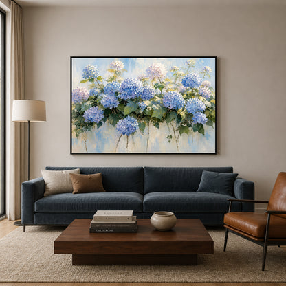 Blue Hydrangea Garden Floral Canvas Wall Art