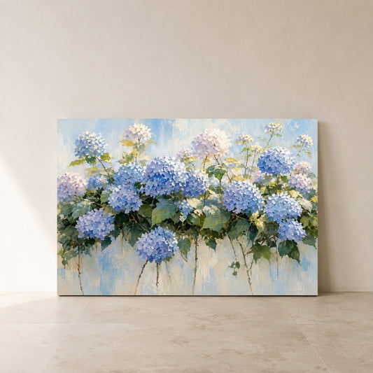 Blue Hydrangea Garden Floral Canvas Wall Art