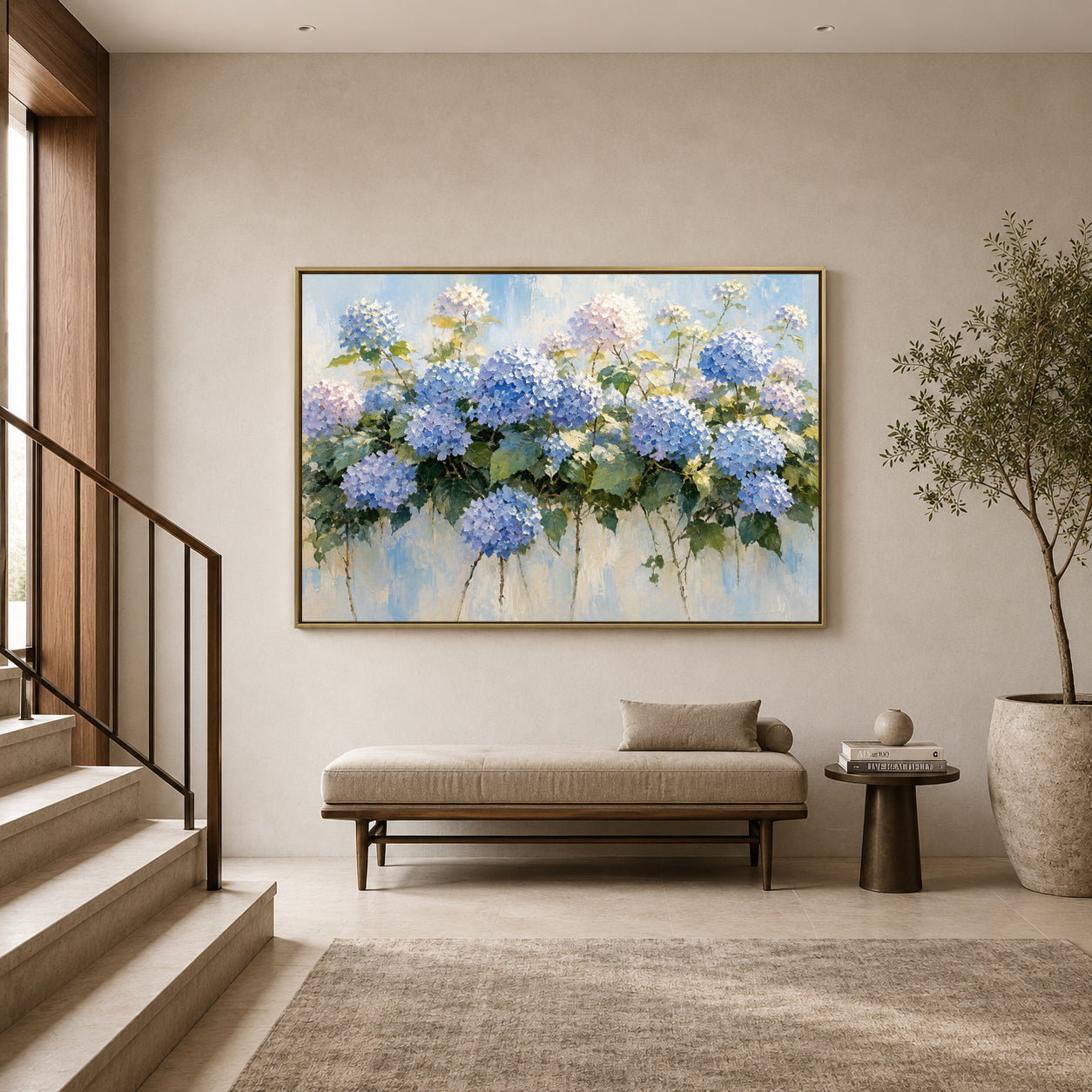 Blue Hydrangea Garden Floral Canvas Wall Art
