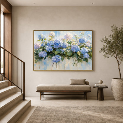 Blue Hydrangea Garden Floral Canvas Wall Art