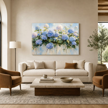 Blue Hydrangea Garden Floral Canvas Wall Art