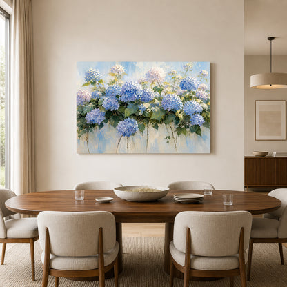 Blue Hydrangea Garden Floral Canvas Wall Art