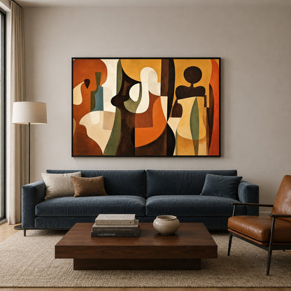 Terracotta Geometric Abstract Canvas Art