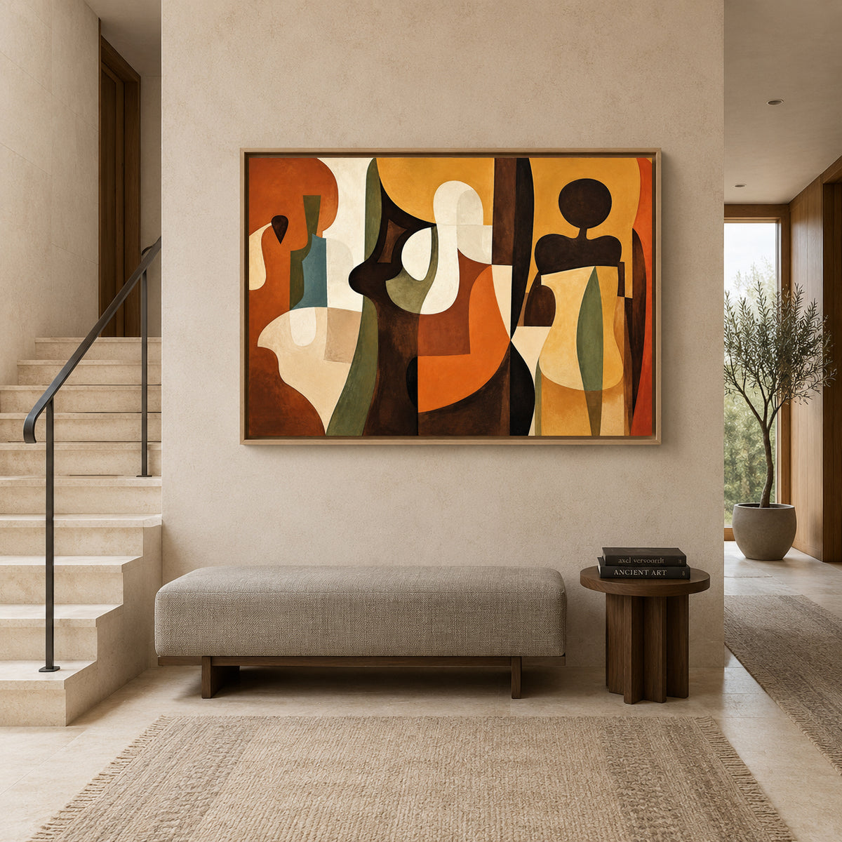 Terracotta Geometric Abstract Canvas Art