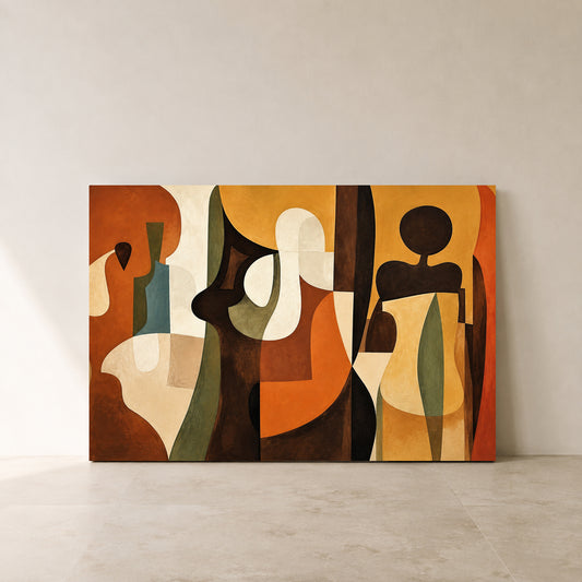 Terracotta Geometric Abstract Canvas Art
