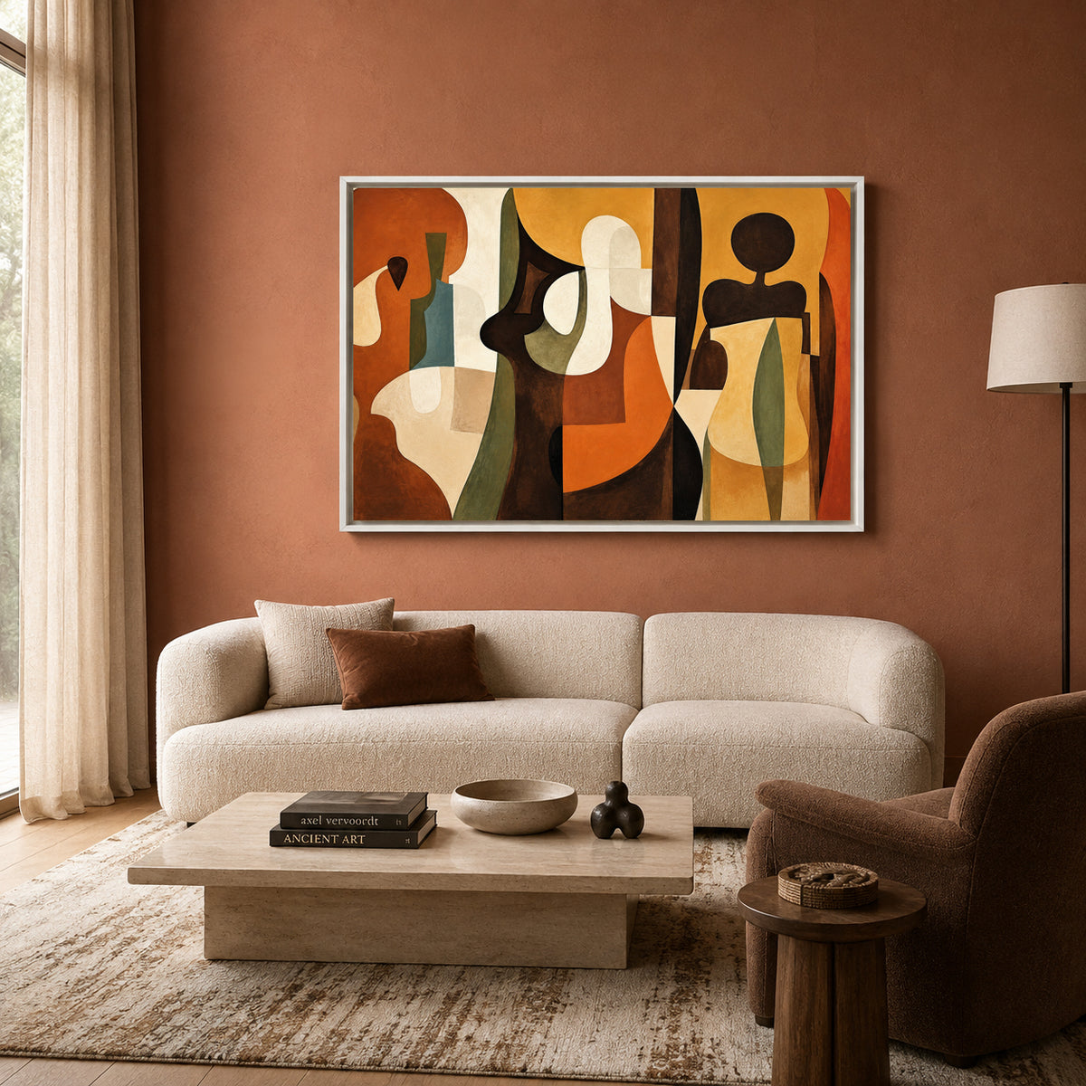Terracotta Geometric Abstract Canvas Art