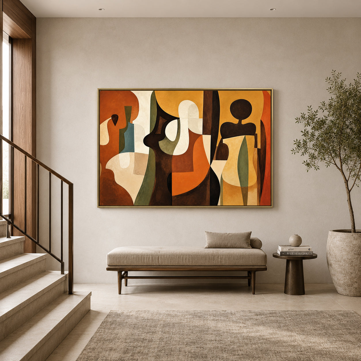 Terracotta Geometric Abstract Canvas Art