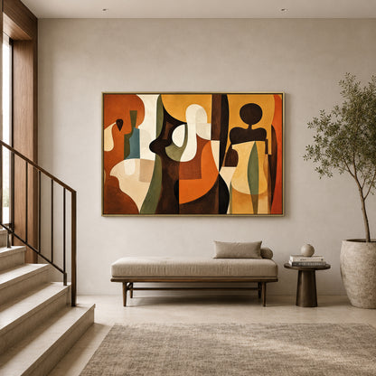 Terracotta Geometric Abstract Canvas Art