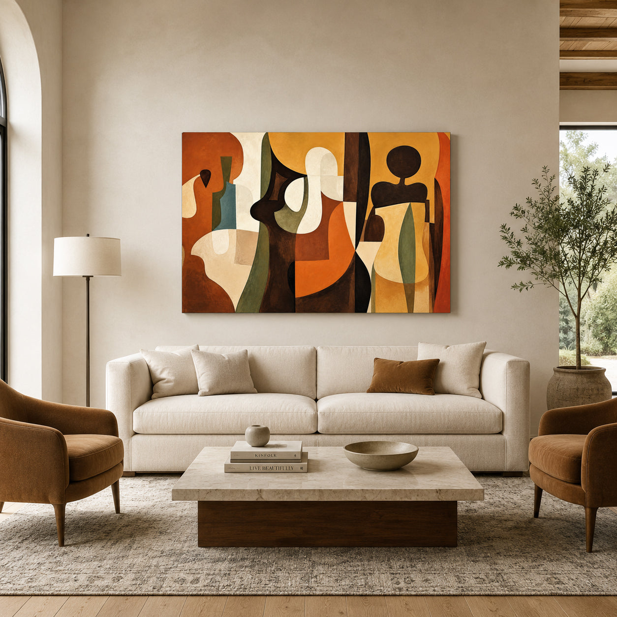 Terracotta Geometric Abstract Canvas Art