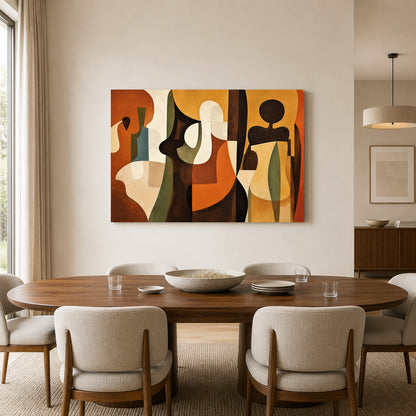 Terracotta Geometric Abstract Canvas Art