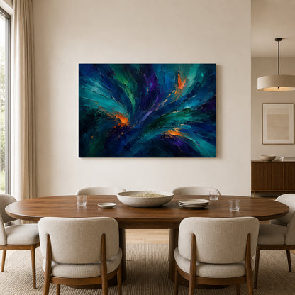 Teal Blue Modern Brushstroke Canvas Art