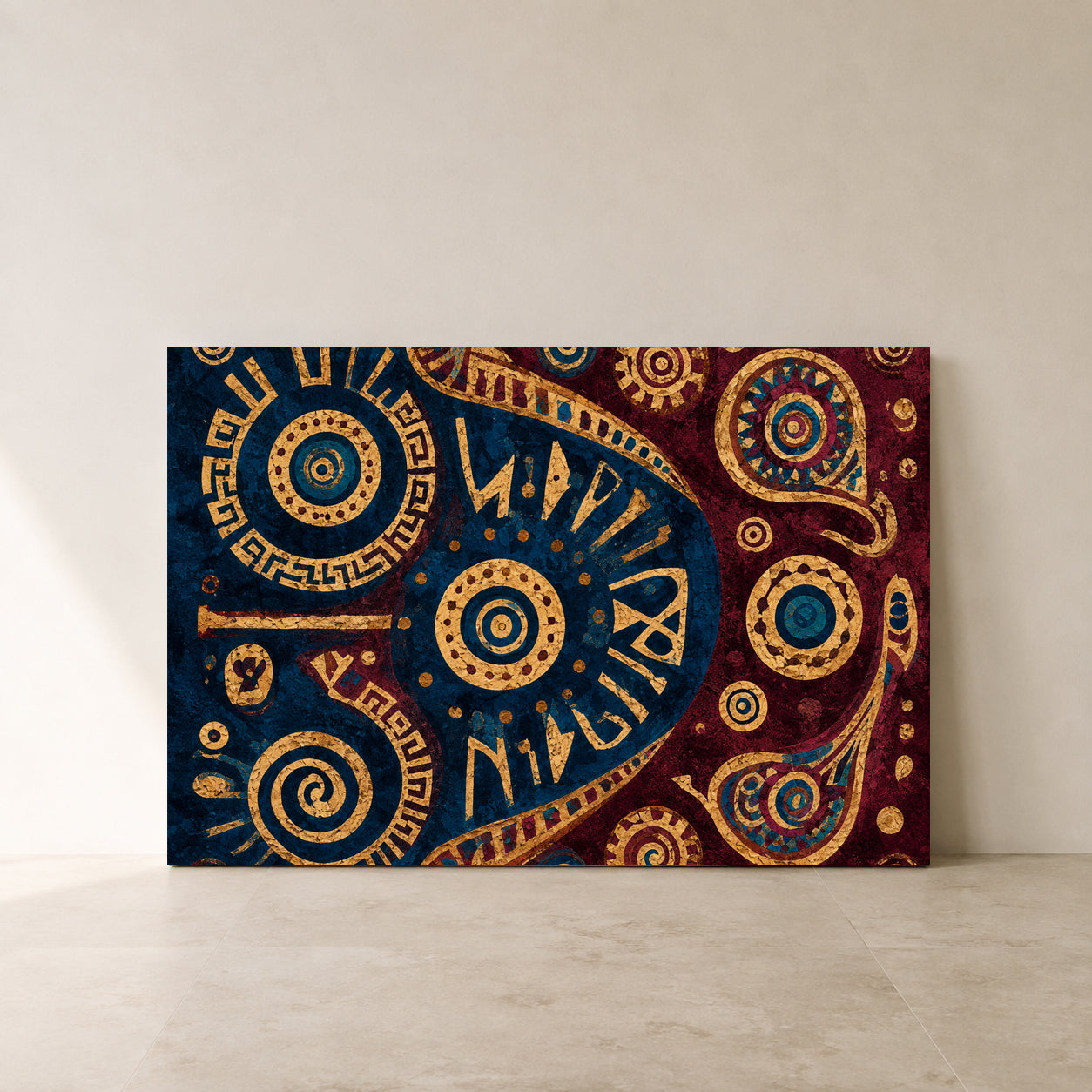 Indian Tribal Geometric Abstract Canvas Art