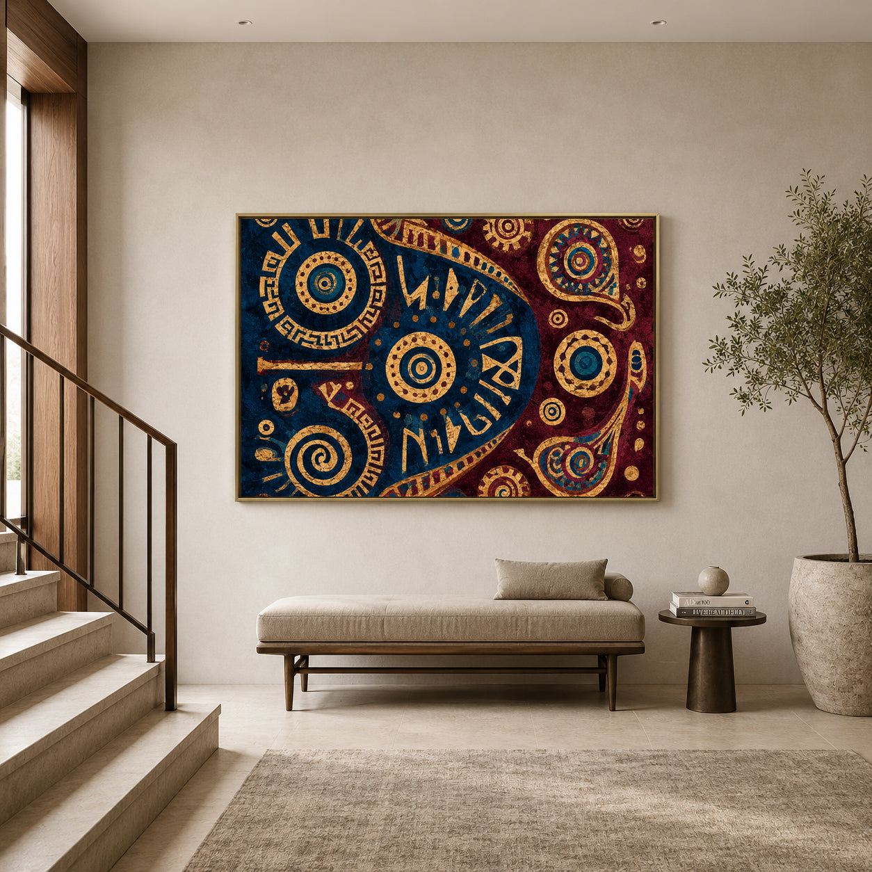 Indian Tribal Geometric Abstract Canvas Art