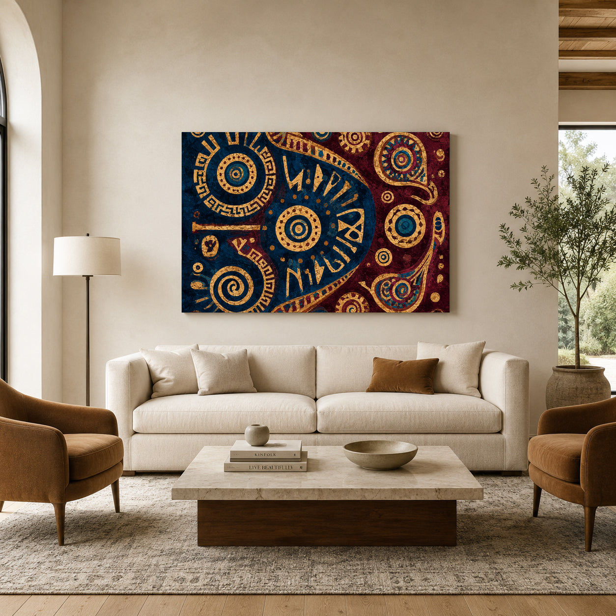 Indian Tribal Geometric Abstract Canvas Art