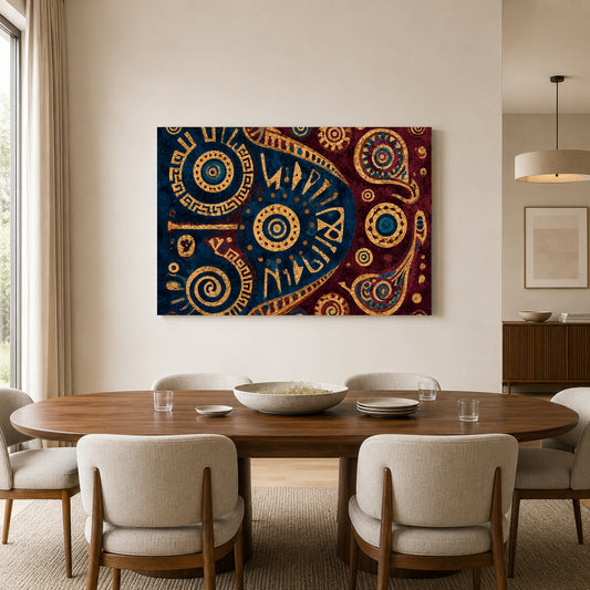 Indian Tribal Geometric Abstract Canvas Art