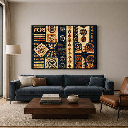 Indian Ethnic Tribal Symbols Abstract Canvas Art