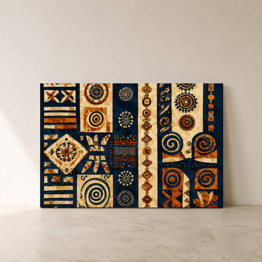 Indian Ethnic Tribal Symbols Abstract Canvas Art
