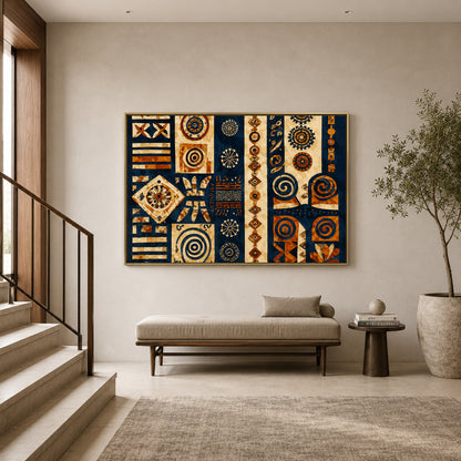 Indian Ethnic Tribal Symbols Abstract Canvas Art