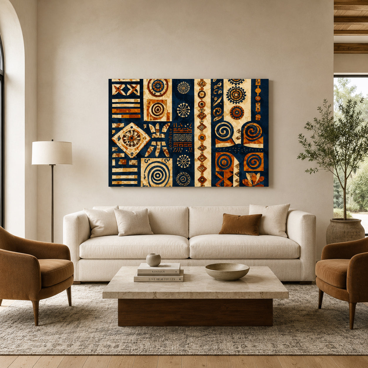 Indian Ethnic Tribal Symbols Abstract Canvas Art