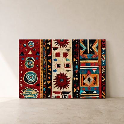 Indian Traditional Colorful Tribal Geometric Canvas Art