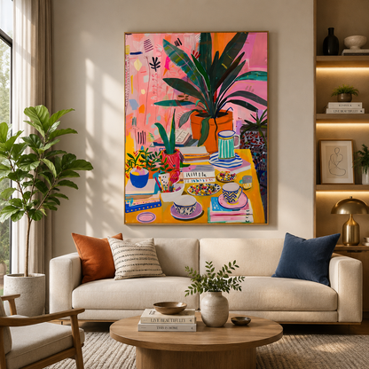 Maximalist Colourful Oil Painting Wall Art for Modern Decor