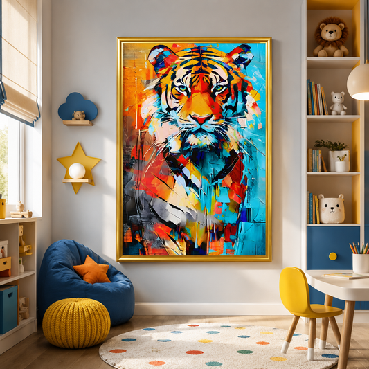 Colorful Tiger Wall Art Abstract Animal Canvas Painting Decor