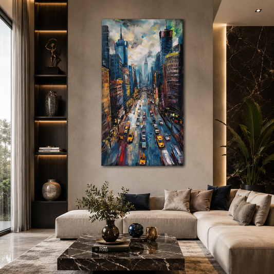 Modern Abstract City Traffic Vertical Canvas Wall Art