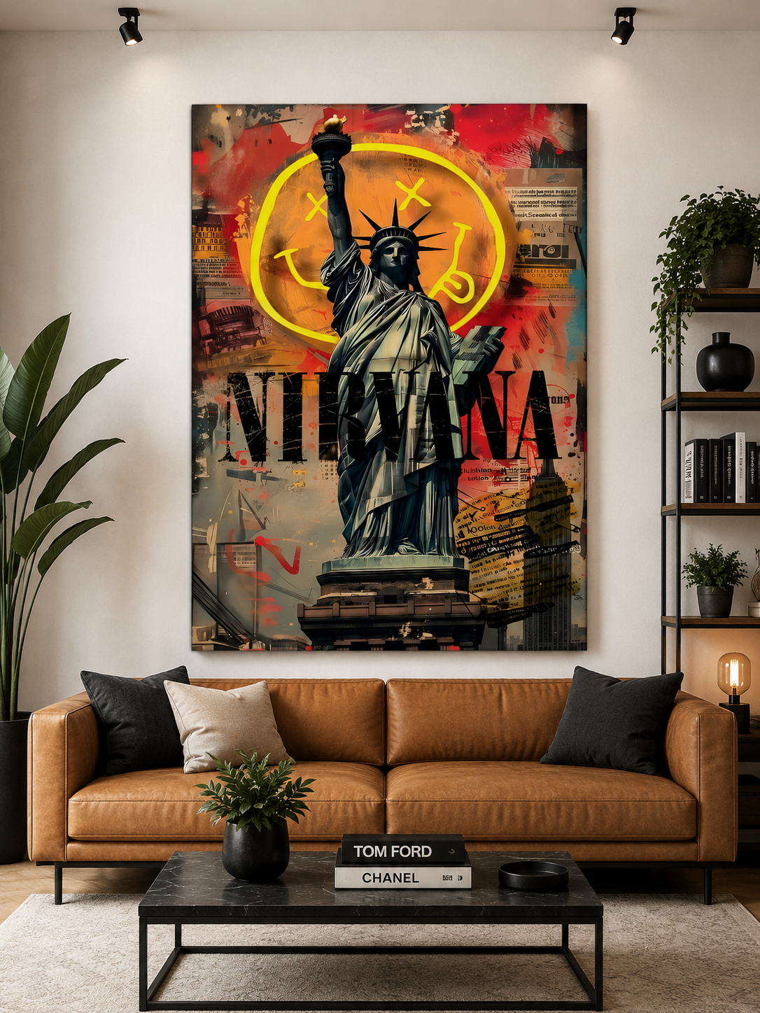 Grunge Liberty Wall Art Painting for Urban Modern Decor