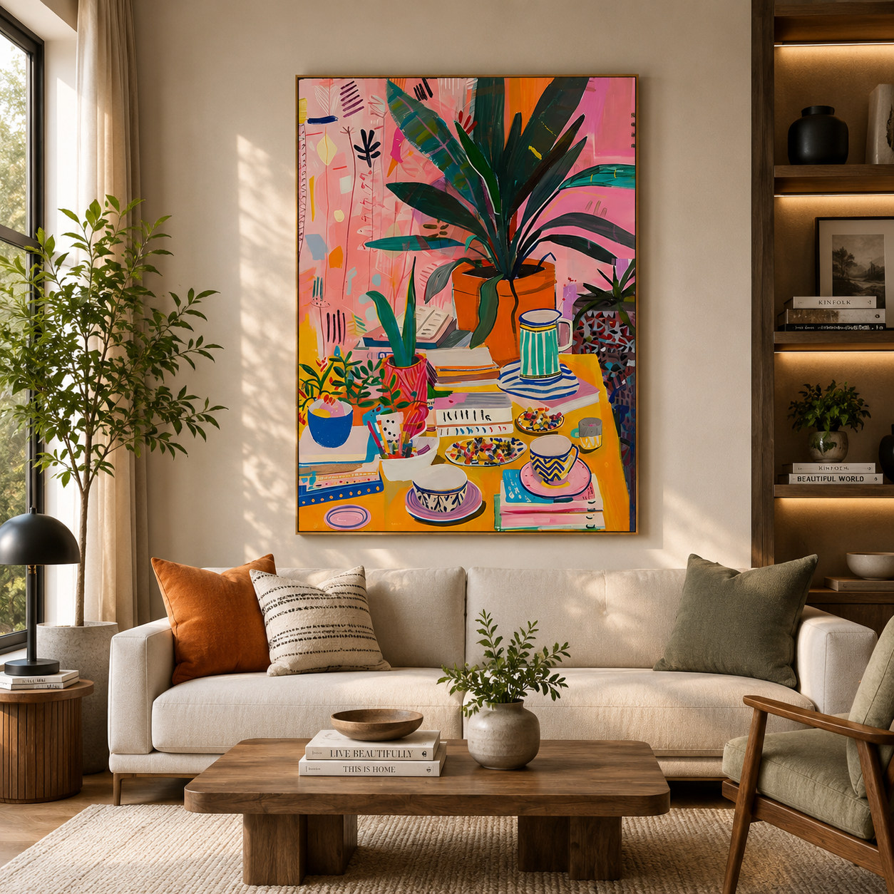 Maximalist Colourful Oil Painting Wall Art for Modern Decor