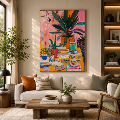 Maximalist Colourful Oil Painting Wall Art for Modern Decor