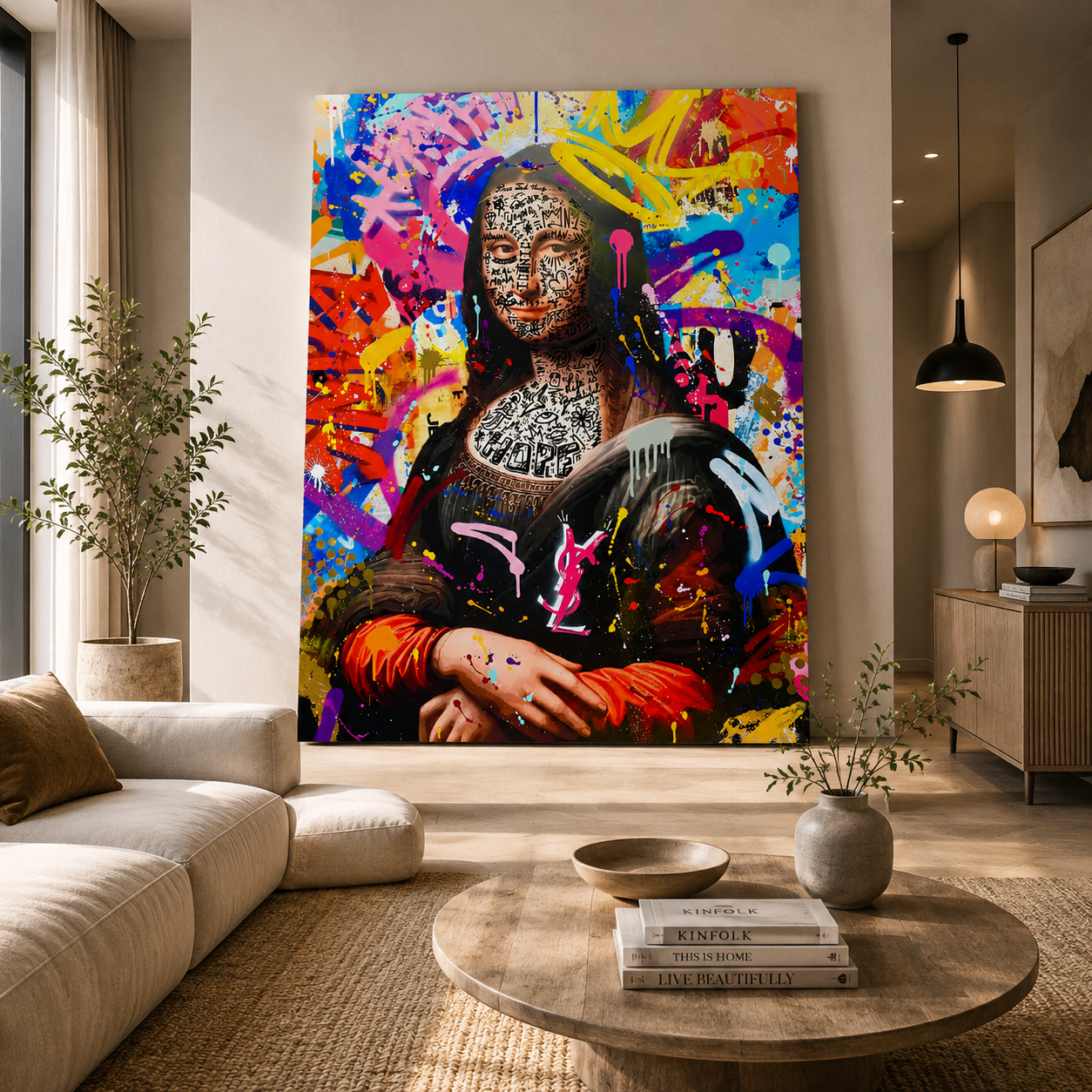 Modern Graffiti Mona Lisa Wall Art Colorful Canvas Painting