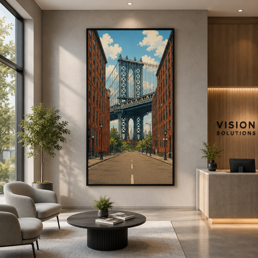 Modern Bridge Cityscape Vertical Canvas Wall Art Painting