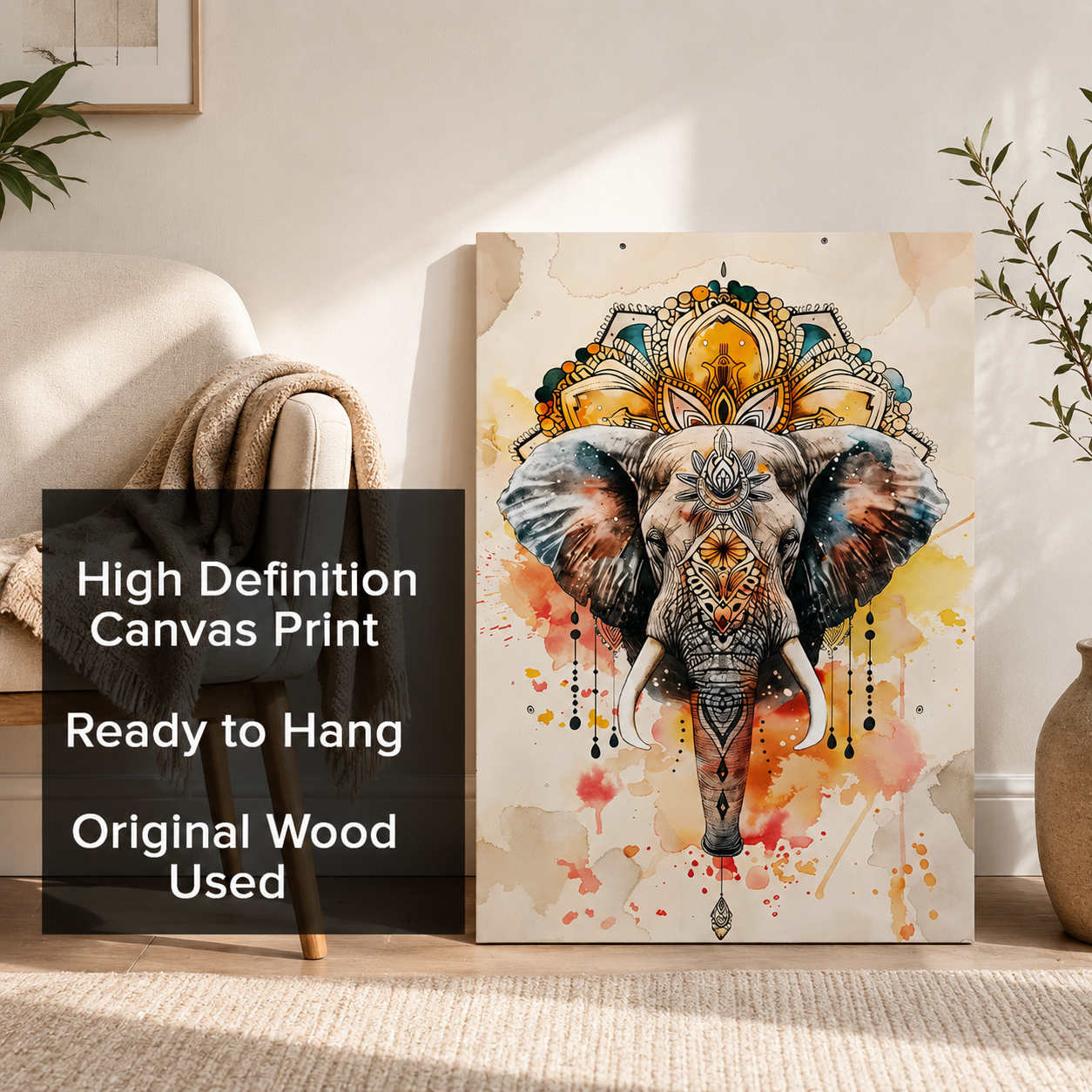 Majestic Mandala Elephant Art Painting for Elegant Home Decor