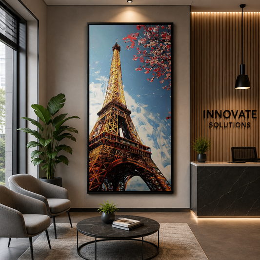 Eiffel Tower Blossom Vertical Canvas Wall Art Painting