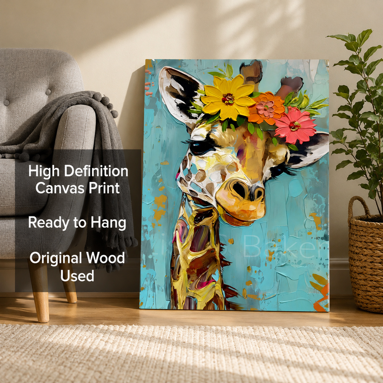 Safari Chic Wall Art Painting for Luxury Modern Home Decor