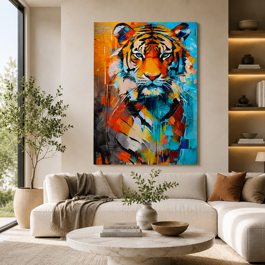 Colorful Tiger Maximalist Wall Art