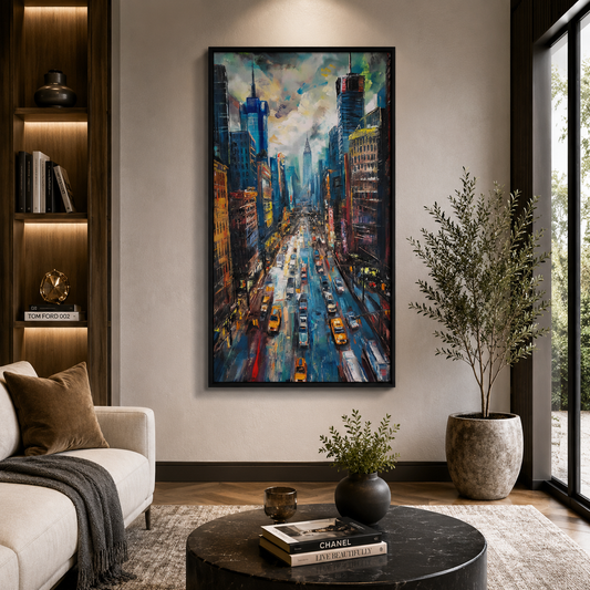 Modern Abstract City Traffic Vertical Canvas Wall Art