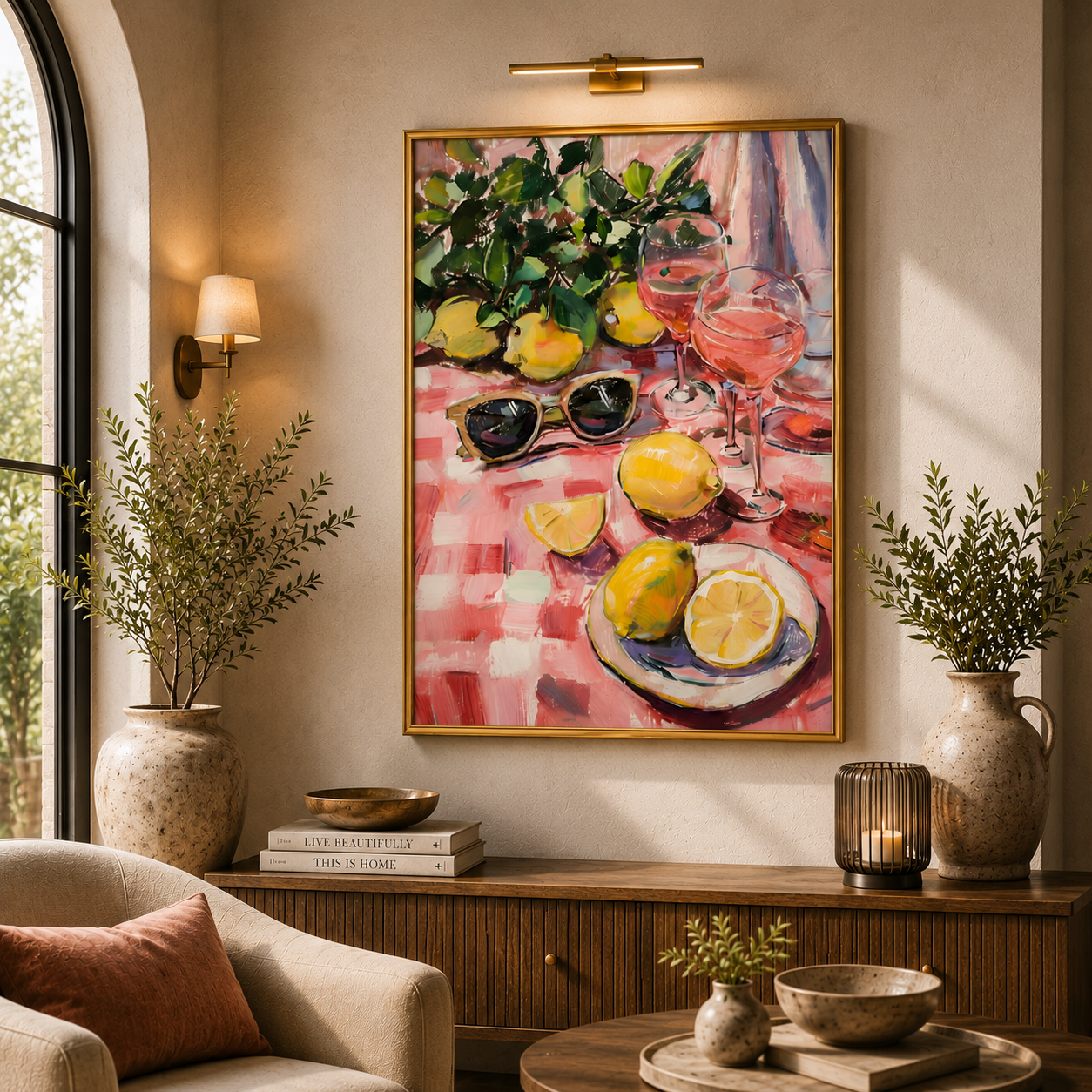 Modern Lemon Still Life Canvas Painting for Elegant Wall Decor