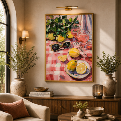 Modern Lemon Still Life Canvas Painting for Elegant Wall Decor