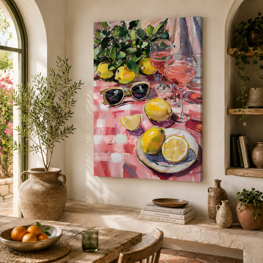 Modern Lemon Still Life Canvas Painting for Elegant Wall Decor