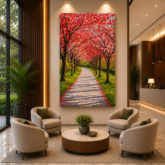 Cherry Blossom Path Canvas Wall Art