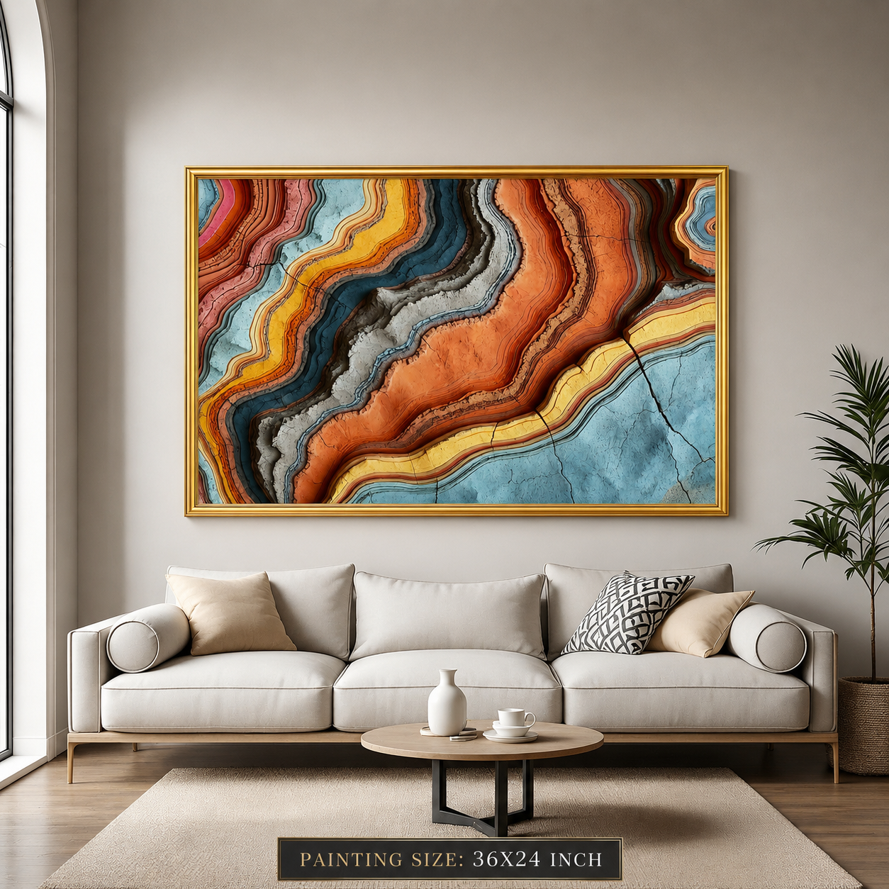 Luxury Agate Abstract Canvas Wall Art Modern Geode Pattern Painting