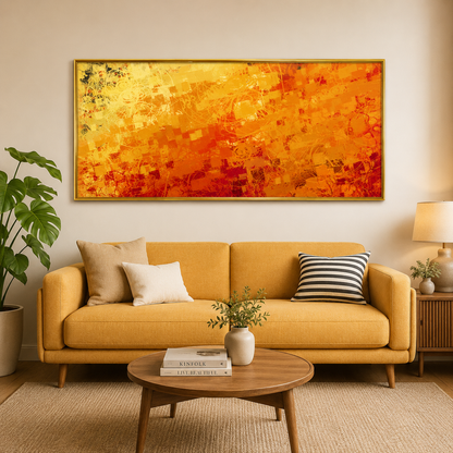 Orange Abstract Canvas Wall Art Modern Contemporary Painting Decor Print